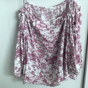 Lush purple floral cold-shoulder top